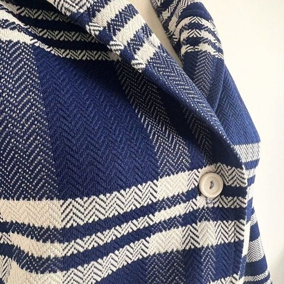 Vintage 70s Blue & White Plaid Button Down Jacket & Straight Leg Pant Set Small - Picture 10 of 12